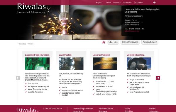Vorschau von www.riwalas.de, RiWaLas Ltd. Ritzi & Walter Lasertechnik