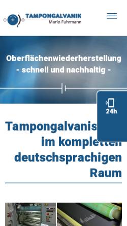 Vorschau der mobilen Webseite www.tampongalvanik.de, Tampongalvanik Fuhrmann, Inh. Mario Fuhrmann