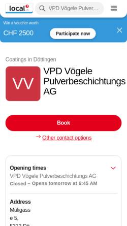 Vorschau der mobilen Webseite yellow.local.ch, VPD Vögele Pulverbeschichtungs AG Döttingen