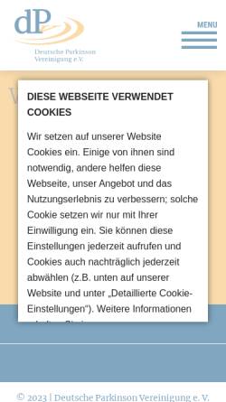 Vorschau der mobilen Webseite www.parkinson-vereinigung.de, Deutsche Parkinson Vereinigung e.V. Bundesverband