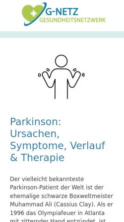 Vorschau der mobilen Webseite www.parkinsonszene.de, Selbsthilfegruppe Parkinsonszene