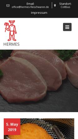 Vorschau der mobilen Webseite www.hermes-fleischwaren.de, Hermes Fleischwaren GmbH + Co. KG