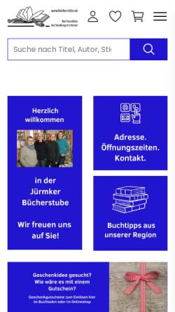 Vorschau der mobilen Webseite www.xn--bcherstube-9db.de, Jürmker Bücherstube