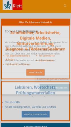 Vorschau der mobilen Webseite www.klett.de, Ernst Klett Verlag GmbH