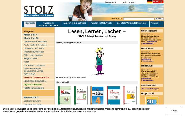 Vorschau von www.stolzverlag.de, Stolz Verlag - Unterrichtshilfen für LehrerInnen und Lehrer (Deutsch, Mathematik, Englisch u.v.a.)