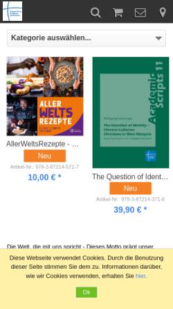 Vorschau der mobilen Webseite www.erlanger-verlag.de, Erlanger Verlag für Mission und Ökumene