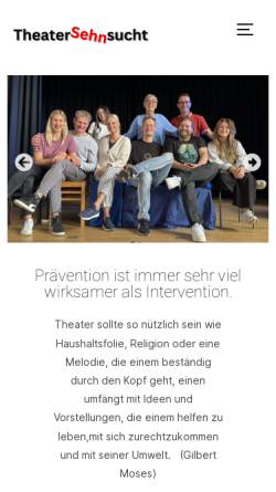 Vorschau der mobilen Webseite www.theatersehnsucht.de, Theatersehnsucht e.V.