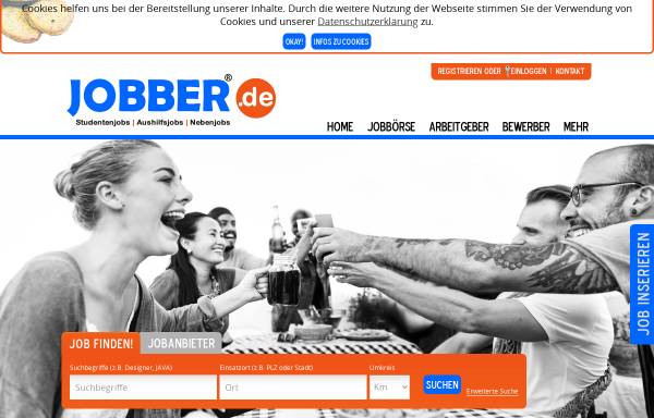 Vorschau von www.jobber.de, Jobber Studentenvermittlung.