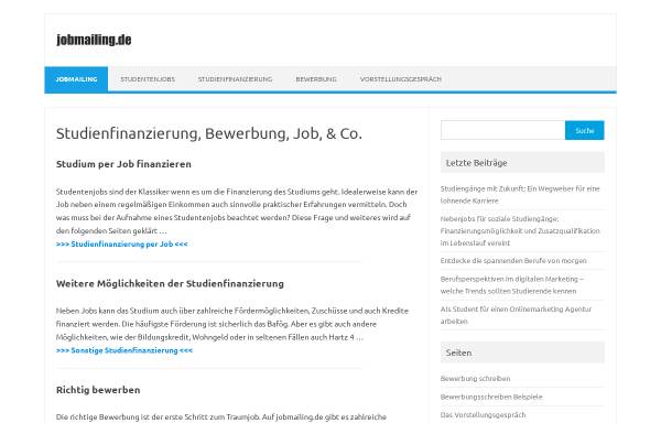 Vorschau von www.jobmailing.de, Jobvermittlungsagentur für Studenten