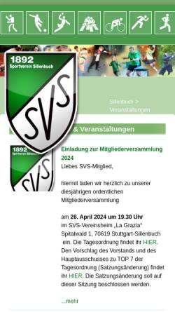 Vorschau der mobilen Webseite www.sv-sillenbuch.de, Sportverein Sillenbuch 1892 e.V