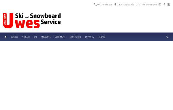 Vorschau von uwes-skiservice.de, Uwe Ski und Snowboard Service - Alles rund um den Wintersport.