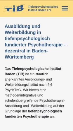 Vorschau der mobilen Webseite www.ti-b.de, Tiefenpsychologisches Institut Baden e.V.