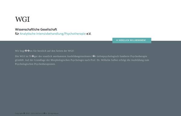 Vorschau von www.wgi-online.de, Wissenschaftliche Gesellschaft für Analytische Intensivbehandlung/Psychotherapie e.V. (WGI)
