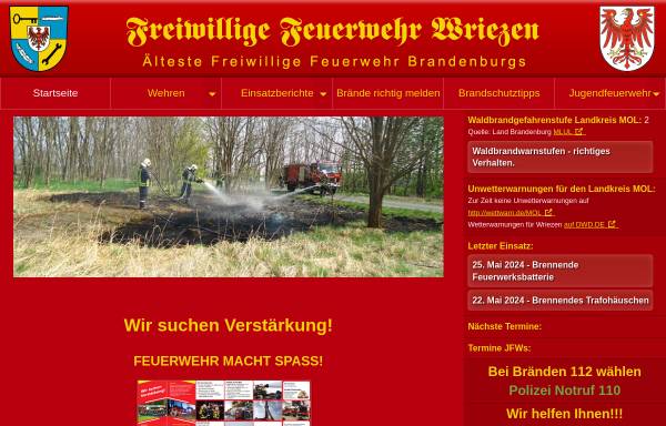 Vorschau von ffw-wriezen.de, Freiwillige Feuerwehr Wriezen