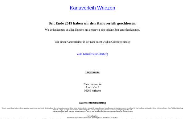 Vorschau von www.kanuverleih-wriezen.de, Kanuverleih-Wriezen