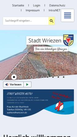 Vorschau der mobilen Webseite www.wriezen.de, Wriezen