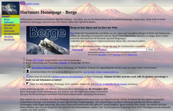 Vorschau von www.bielefeldt.de, Hartmuts Homepage - Bergsteigen, Hochtouren, Expeditionen