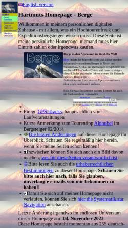 Vorschau der mobilen Webseite www.bielefeldt.de, Hartmuts Homepage - Bergsteigen, Hochtouren, Expeditionen