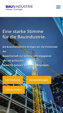 Vorschau der mobilen Webseite www.bauindustrie-mitte.de, Bauindustrieverband Hessen/Thüringen e.V.