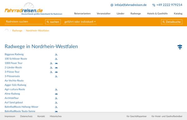 Vorschau von www.fahrradreisen.de, Die Radreisen-Datenbank