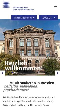 Vorschau der mobilen Webseite www.hfmdd.de, Hochschule für Musik Dresden