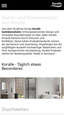 Vorschau der mobilen Webseite www.koralle.de, Koralle-Sanitärprodukte GmbH