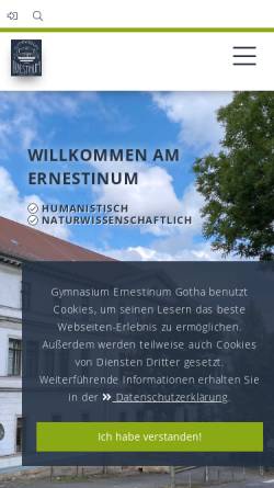 Vorschau der mobilen Webseite www.ernestinum-gotha.de, Gymnasium Ernestinum