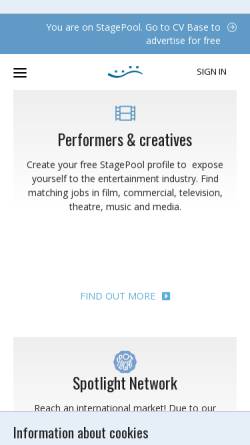 Vorschau der mobilen Webseite www.stagepool.com, Stagepool