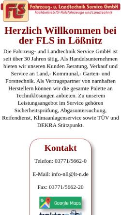 Vorschau der mobilen Webseite www.fls-loessnitz.de, Fahrzeug- und Landtechnik Service GmbH