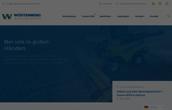 Vorschau von wuestenberg-landtechnik.de, H. + H. Wüstenberg Handels- und Dienstleistungs GbR