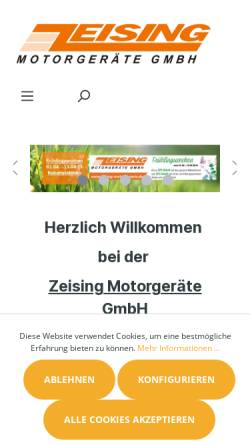 Vorschau der mobilen Webseite www.zeising-motorgeraete.de, Zeising Motorgeräte