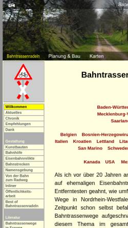 Vorschau der mobilen Webseite www.bahntrassenradeln.de, Bahntrassenradeln [Achim Bartoschek]