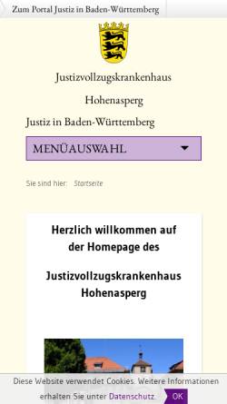 Vorschau der mobilen Webseite www.jvkh-hohenasperg.de, Justizvollzugskrankenhaus Hohenasperg