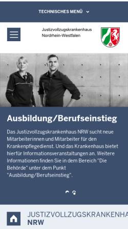 Vorschau der mobilen Webseite www.jvk.nrw.de, Justizvollzugskrankenhaus Nordrhein-Westfalen