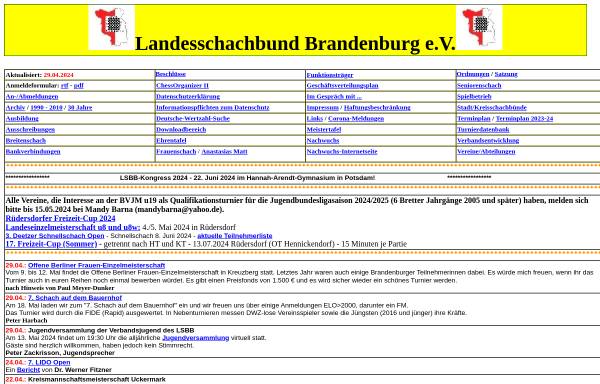 Vorschau von www.lsbb.de, Landesschachbund Brandenburg e.V.