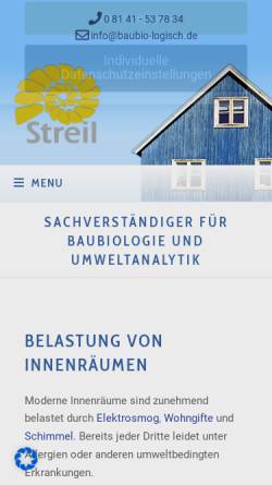 Vorschau der mobilen Webseite www.baubio-logisch.de, Baubiologie Streil (IBN)