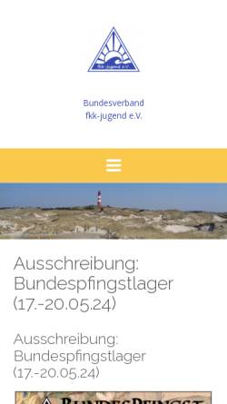 Vorschau der mobilen Webseite www.fkk-jugend.de, Die FKK Jugend in Deutschland e.V.