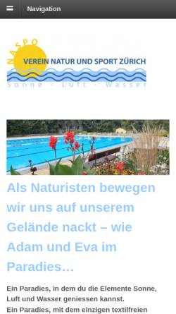 Vorschau der mobilen Webseite www.naspo.ch, Verein Natur und Sport Zürich
