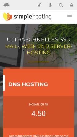 Vorschau der mobilen Webseite www.simplehosting.ch, Schweizer asp.net Webhosting