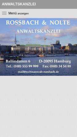 Vorschau der mobilen Webseite www.rechtsanwalt-rossbach.de, Anwaltskanzlei Rossbach & Nolte