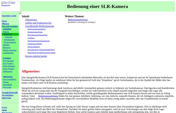 Vorschau von www.fotolaborinfo.de, Bedienung einer Spiegelreflexkamera (SLR-Kamera)
