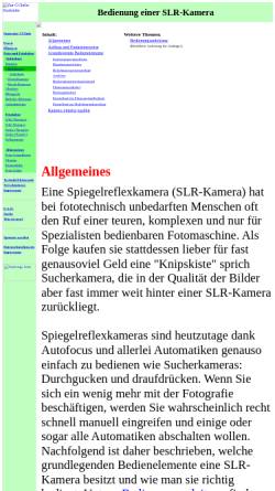 Vorschau der mobilen Webseite www.fotolaborinfo.de, Bedienung einer Spiegelreflexkamera (SLR-Kamera)