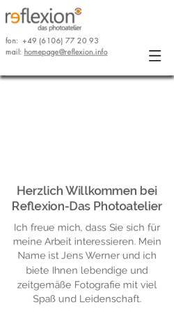 Vorschau der mobilen Webseite www.reflexion.info, Fotoatelier Reflexion