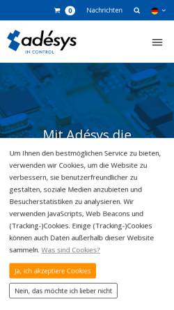 Vorschau der mobilen Webseite www.adesys.nl, Adesys BV