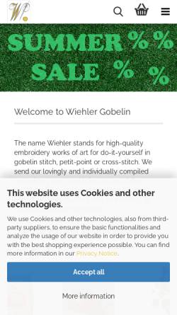 Vorschau der mobilen Webseite www.wiehler-gobelin.com, Wiehler Gobelin