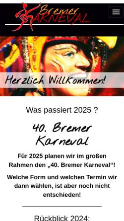 Vorschau der mobilen Webseite bremer-karneval.de, Initiative Bremer Karneval e.V.