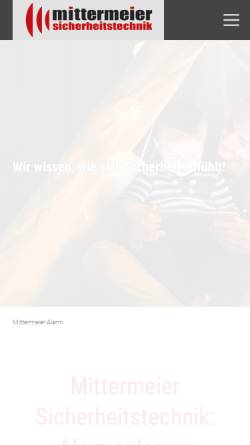 Vorschau der mobilen Webseite www.mittermeier-alarm.de, Franz Mittermeier GmbH