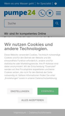 Vorschau der mobilen Webseite www.pegelshop.de, Pegel Pumpenanlagen GmbH
