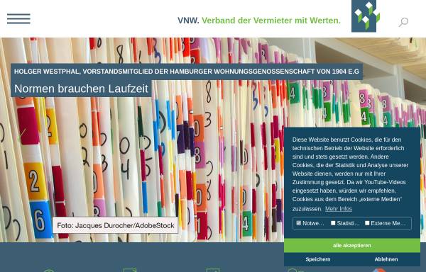 Vorschau von www.vnw.de, Verband norddeutscher Wohnungsunternehmen e.V.