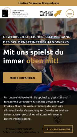 Vorschau der mobilen Webseite www.zds-schornsteinfeger.de, Zentralverband Deutscher Schornsteinfeger e.V.